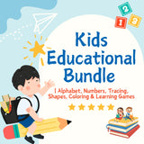 Kids Educational Bundle | Alphabet, Numbers, Tracing, Shapes, Coloring & Learning Games